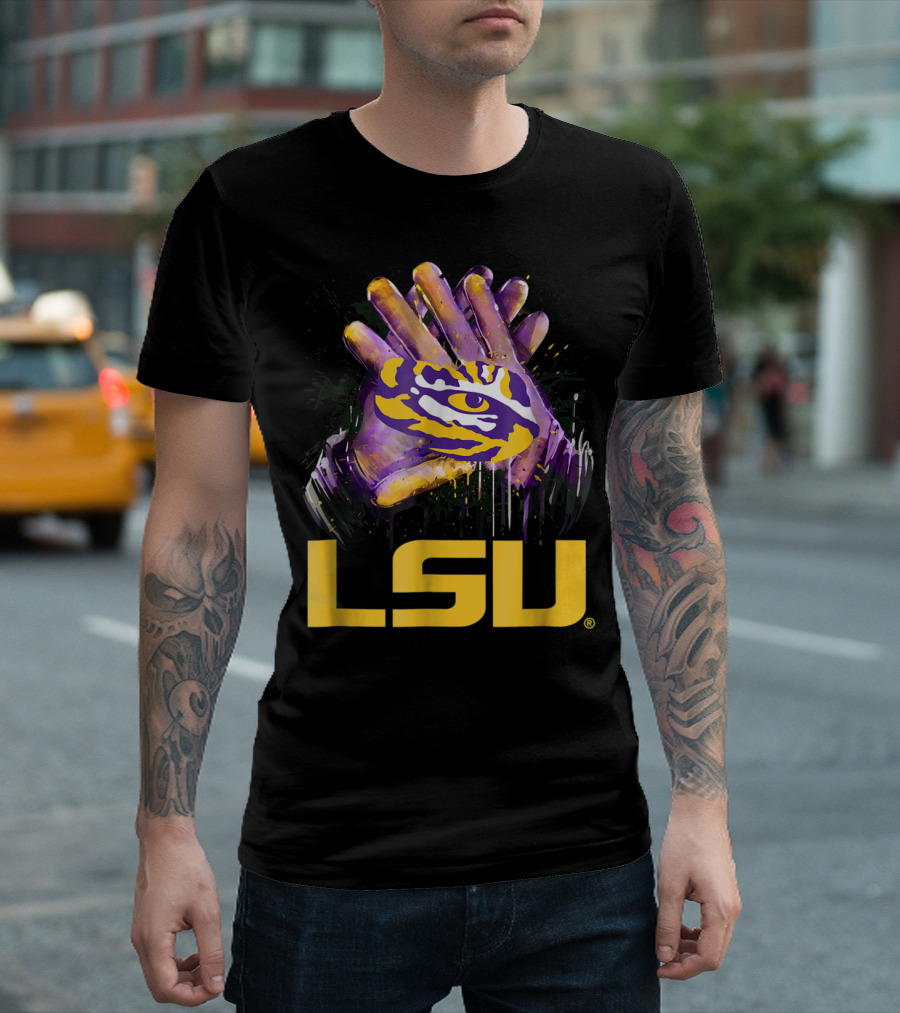 LSU Tigers Logo With Eye Design And LSU Text T-Shirt