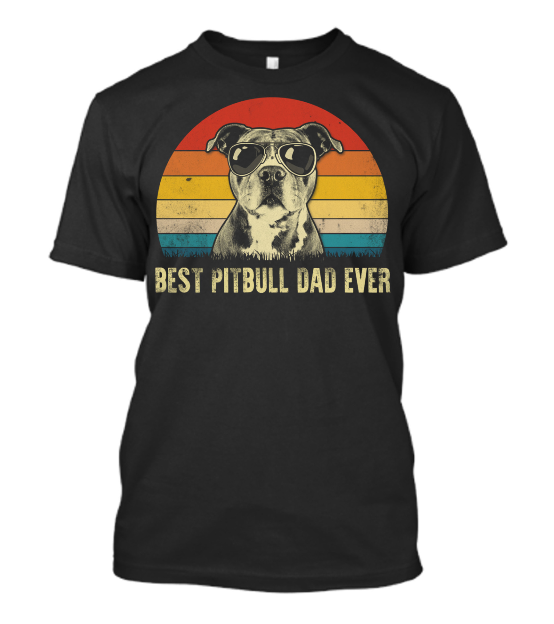 Best Pitbull Dad Ever Vintage Style Pit Bull Daddy Retro Sunglasses T-Shirt