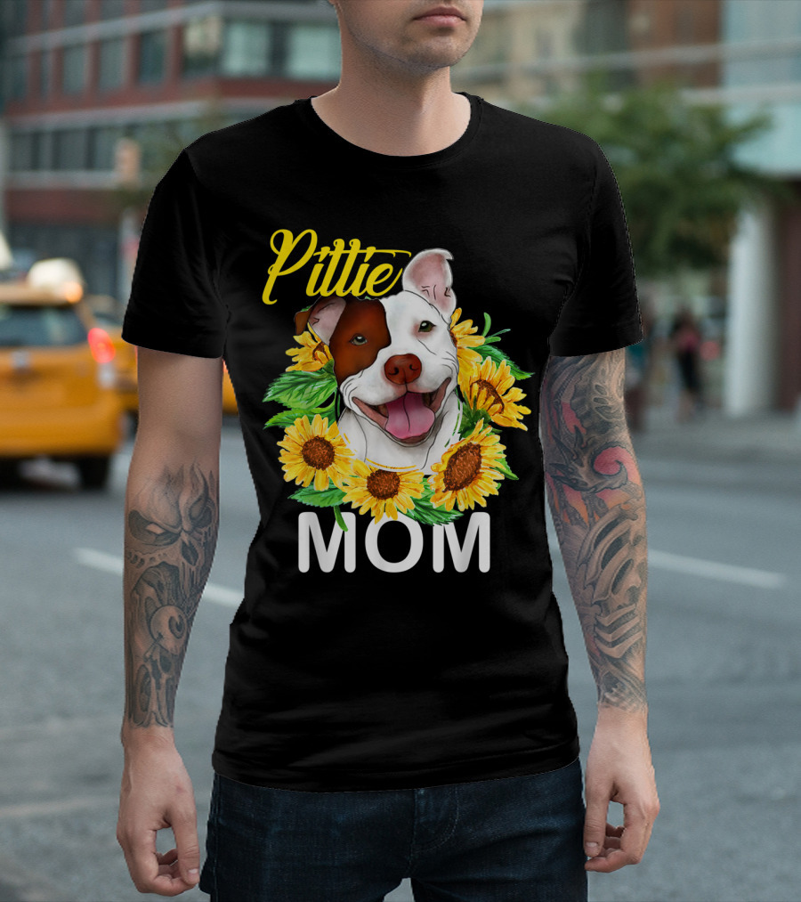 Pittie Mom Sunflower Pitbull T-Shirt