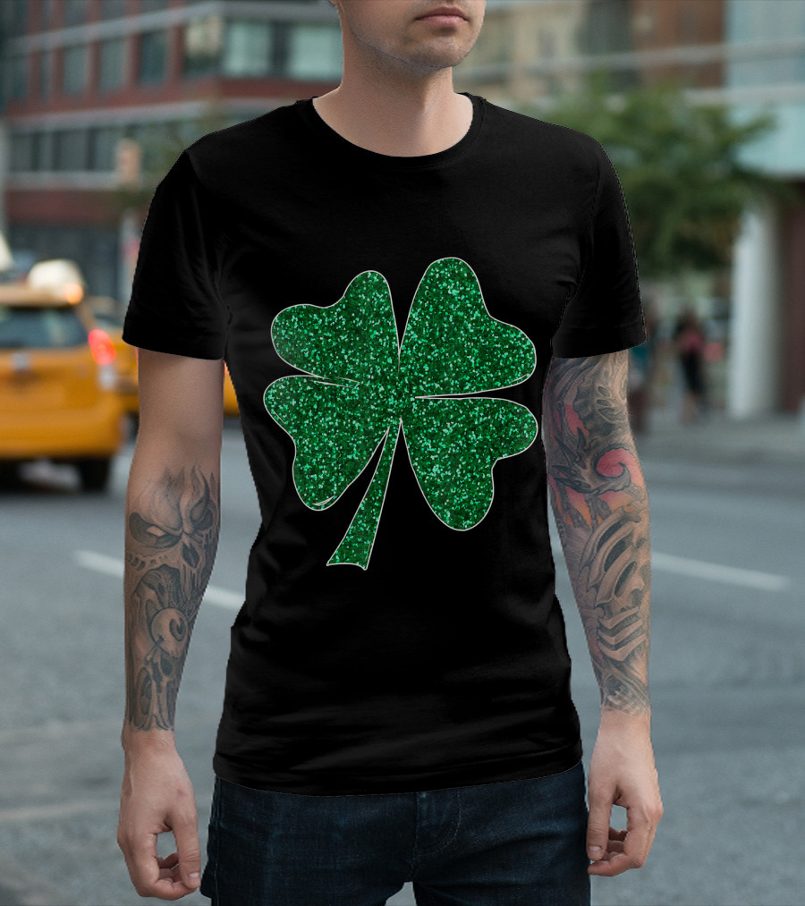 Sparkle Shamrock Glitter Clover Irish St Patrick's T-Shirt
