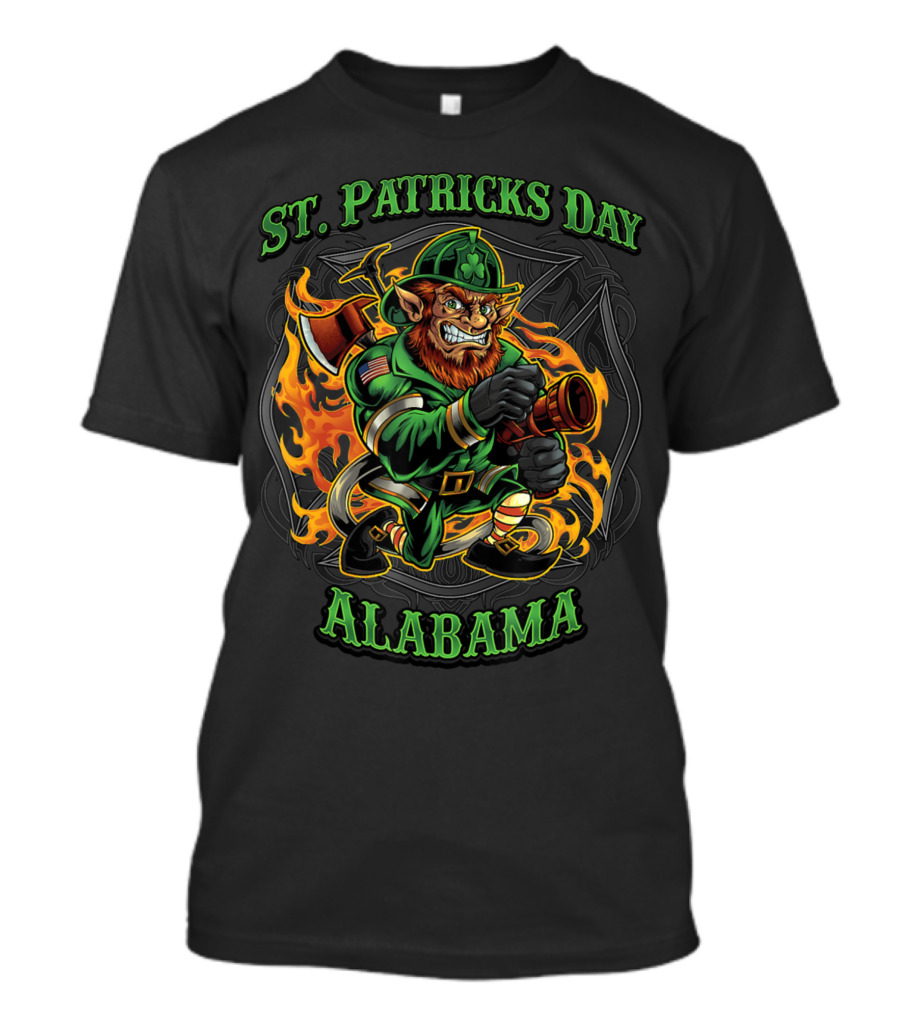 St Patrick's Day Alabama Firefighter Leprechaun Irish American T-Shirt