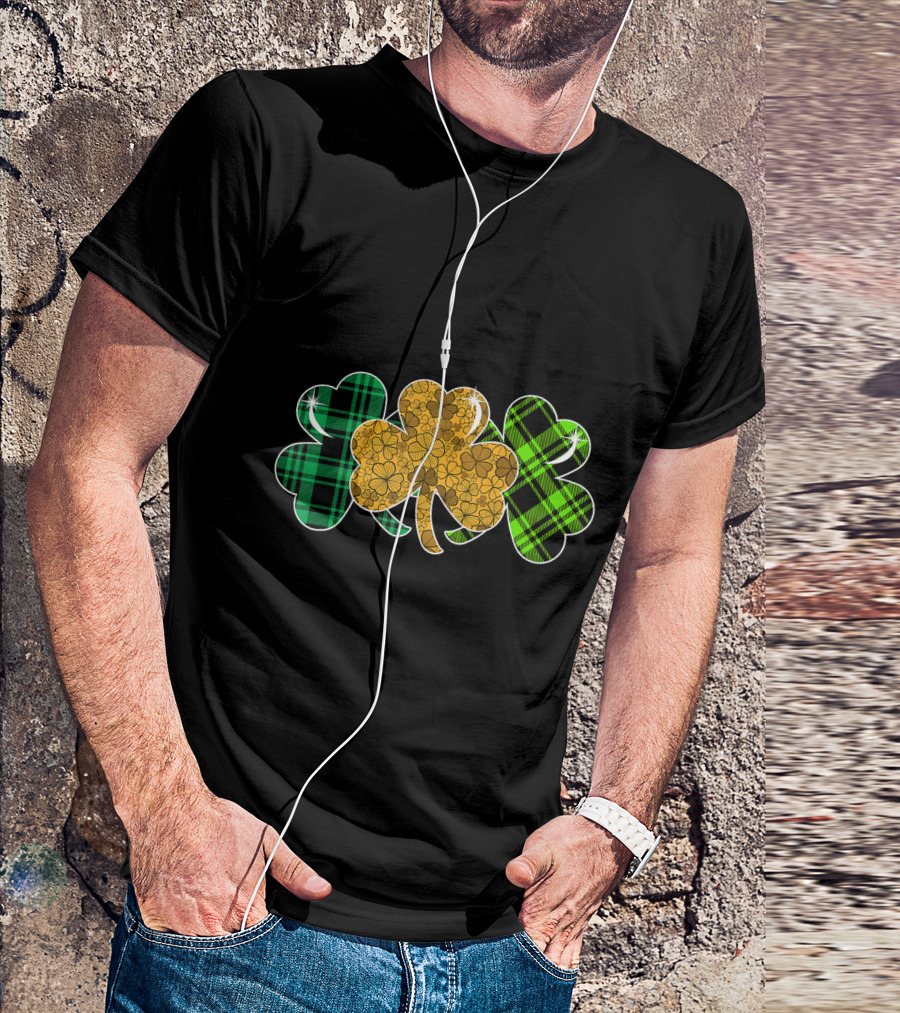 St Patrick's Day Cute Shamrocks Plaid Irish T-Shirt