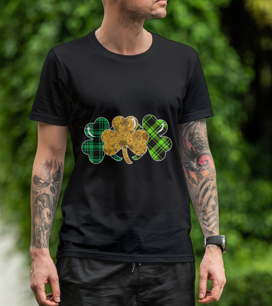 St Patrick's Day Cute Shamrocks Plaid Irish T-Shirt