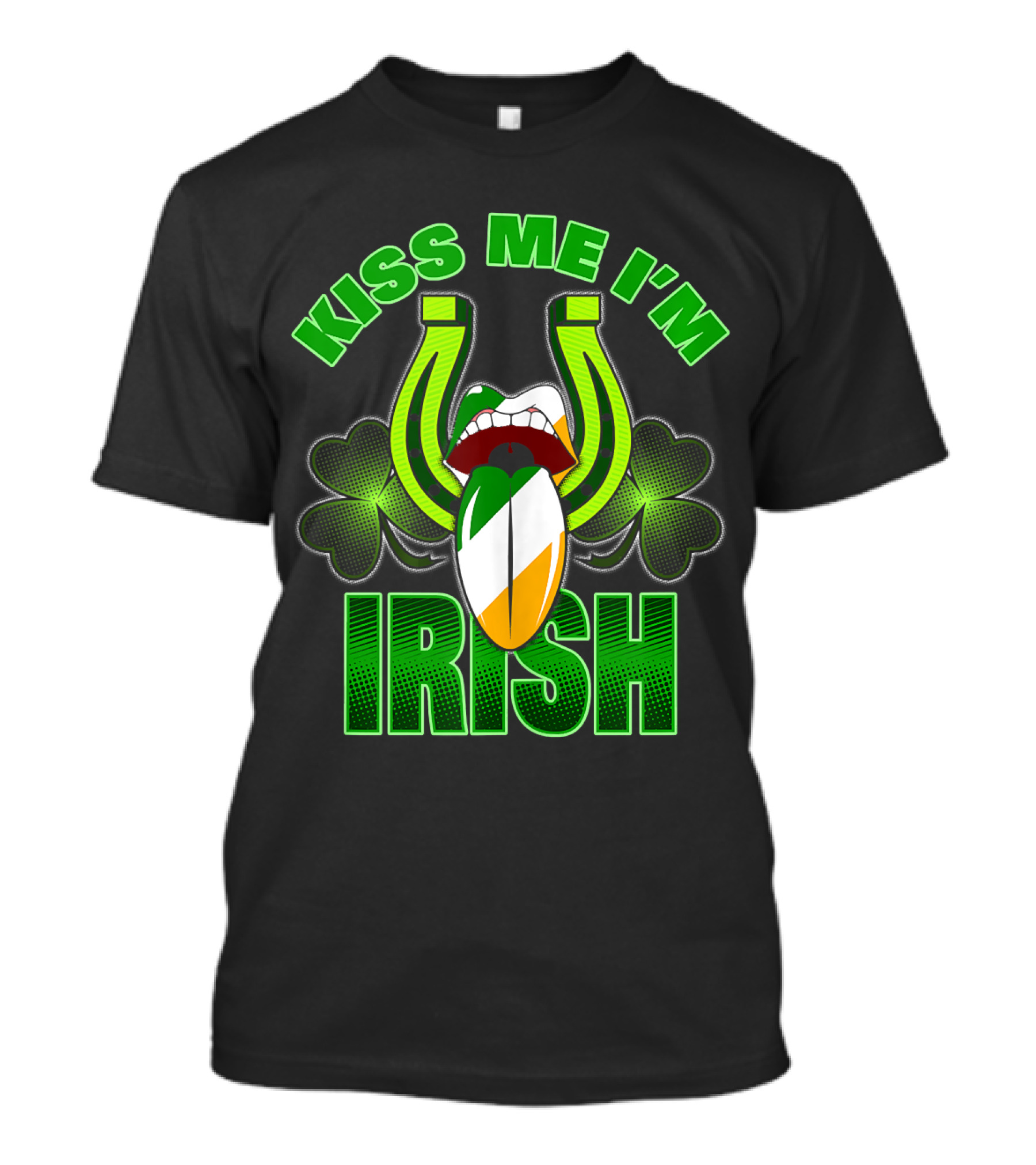 Kiss Me I'm Irish St Patrick's Day With Shamrocks And Horseshoes T-Shirt