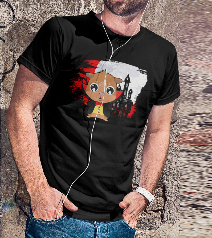 Halloween Hamster Vampire Haunted House Scene T-Shirt