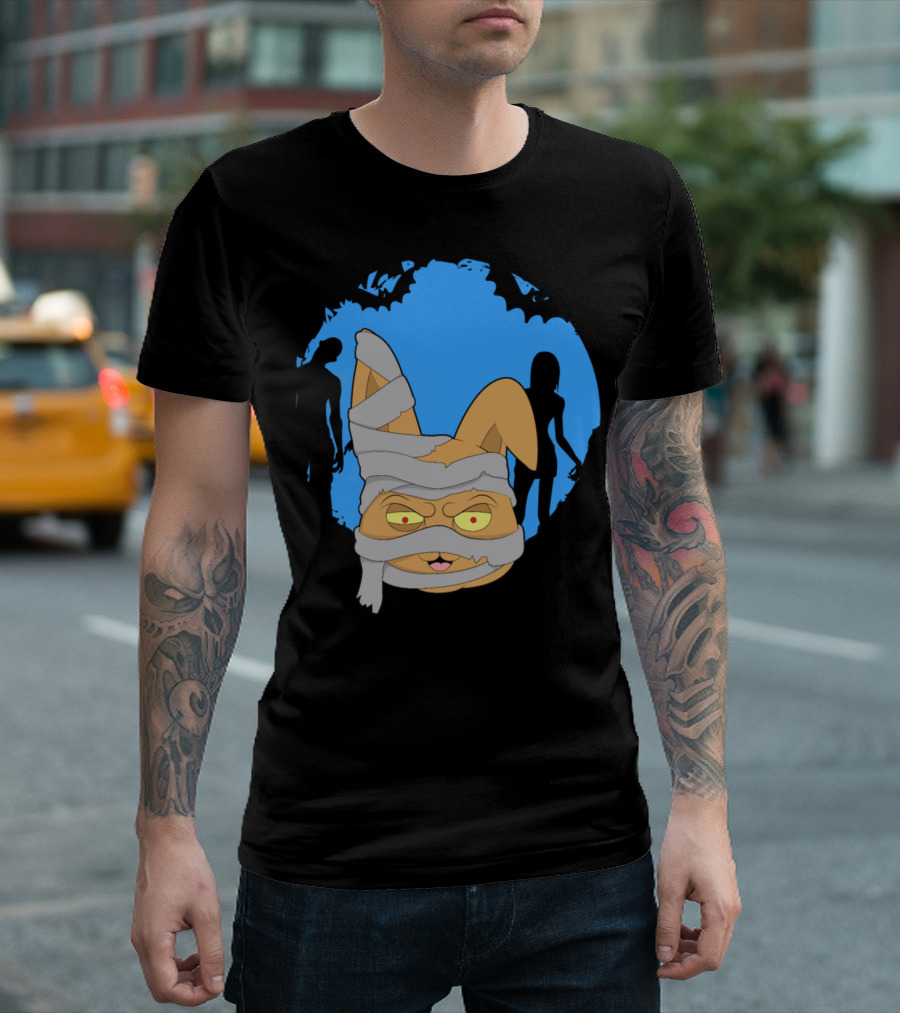 Halloween Cat Mummy with Zombie T-Shirt