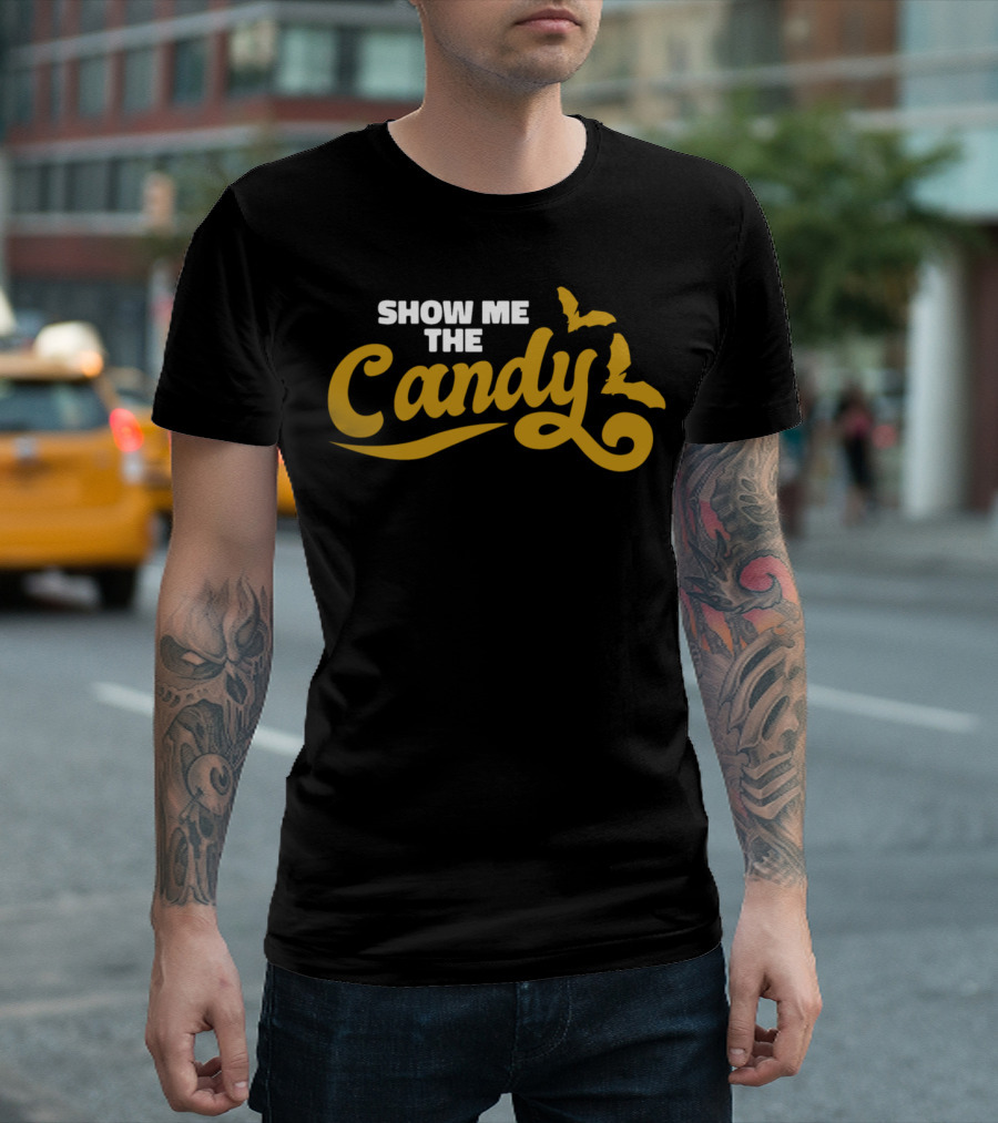 Show Me The Candy Halloween Bats T-Shirt