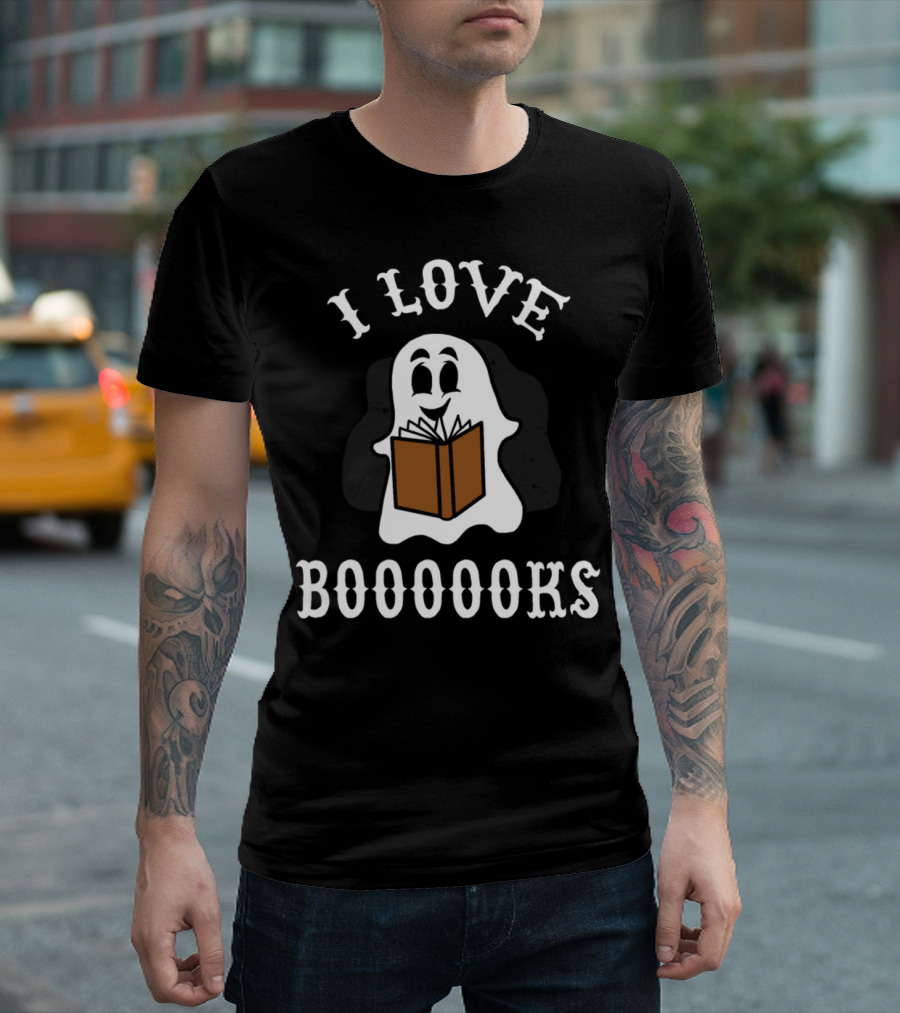 I Love Boooooks Halloween Ghost Book Reader Funny Librarian T-Shirt