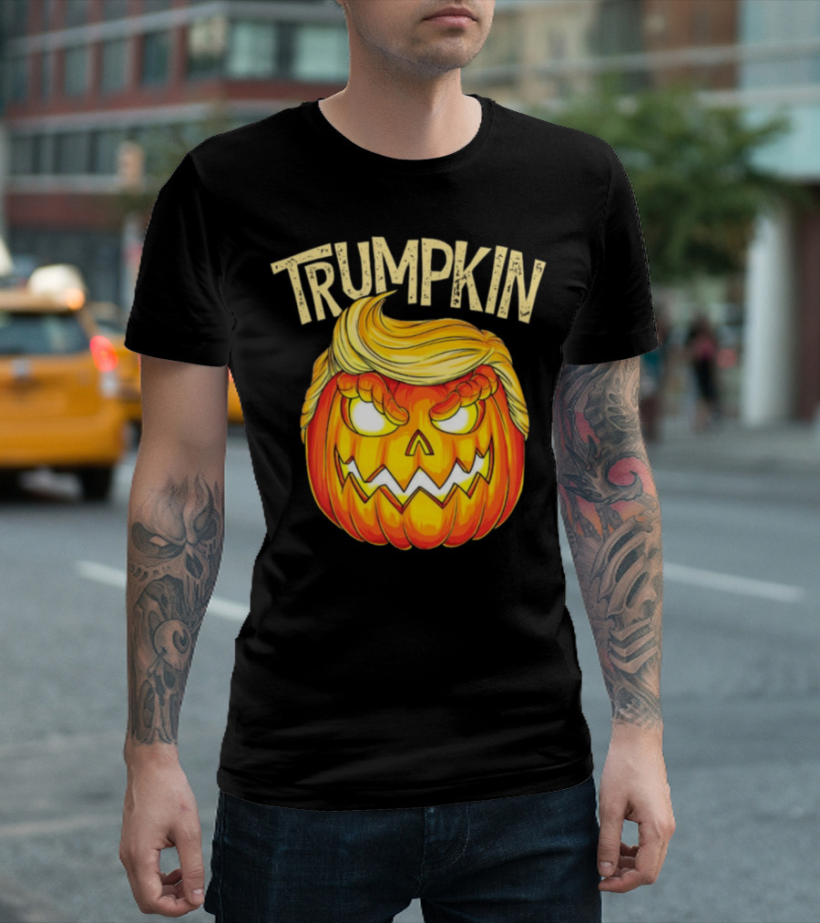 TRUMPKIN Halloween Pumpkin Face with Hair T-Shirt