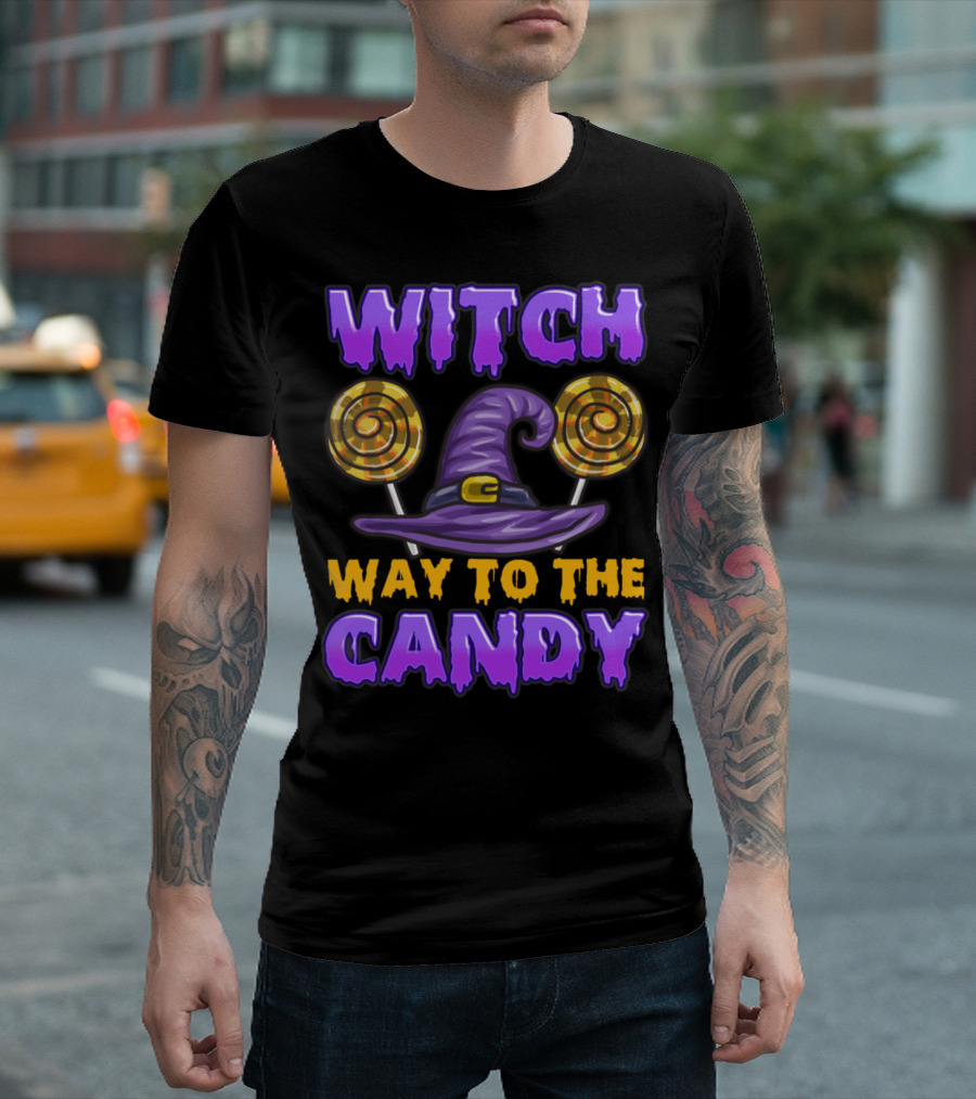 Witch Hat Way to the Candy Halloween Trick or Treat T-Shirt