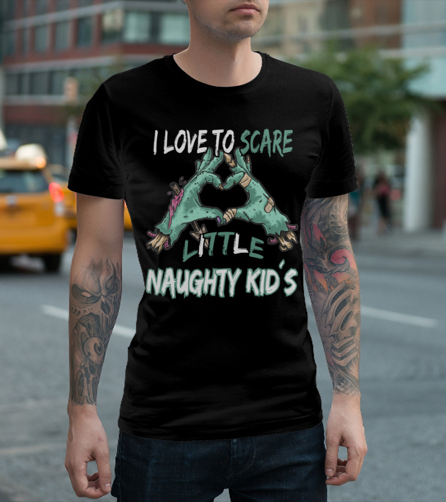 I Love To Scare Little Naughty Kid's Zombie Hands T-Shirt