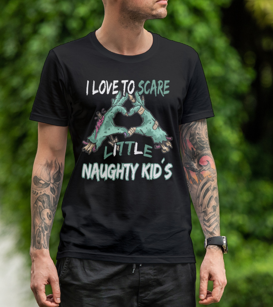 I Love To Scare Little Naughty Kid's Zombie Hands T-Shirt