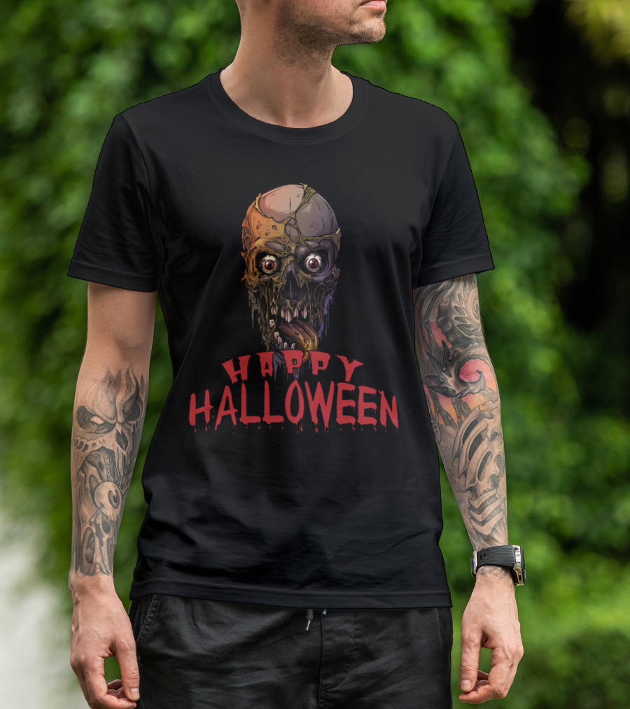 Happy Halloween Funny Skull Bloody T-Shirt