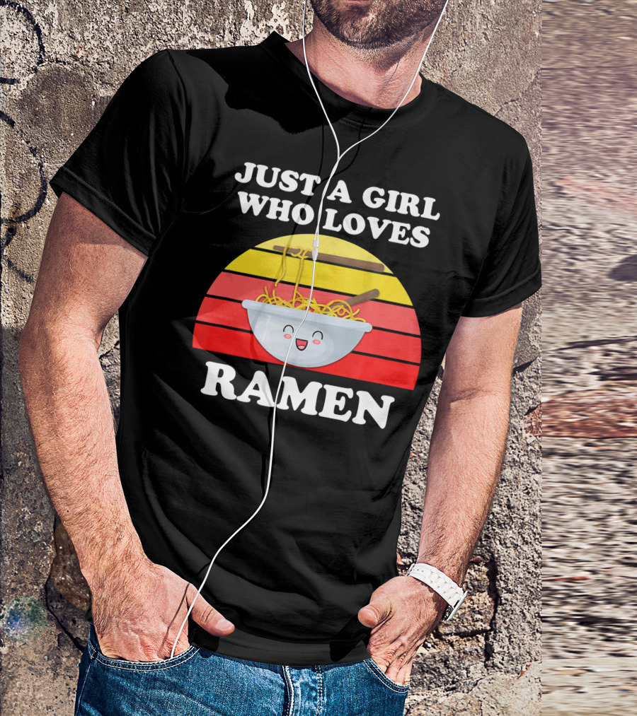 Just A Girl Who Loves Ramen Cute Ramen Noodles Retro Bowl T-Shirt