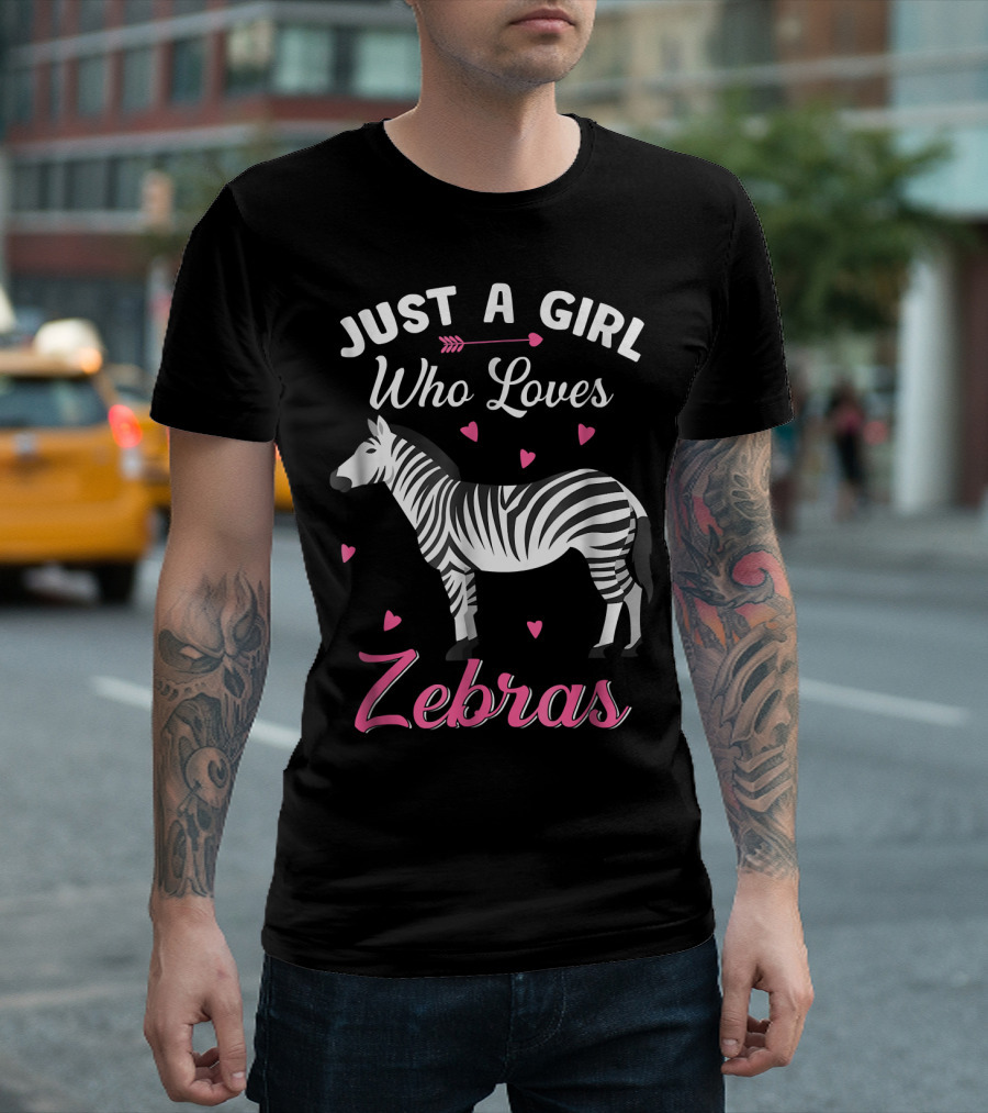 Just A Girl Who Loves Zebras With Heart Accents Featuring Zebra T-Shirt