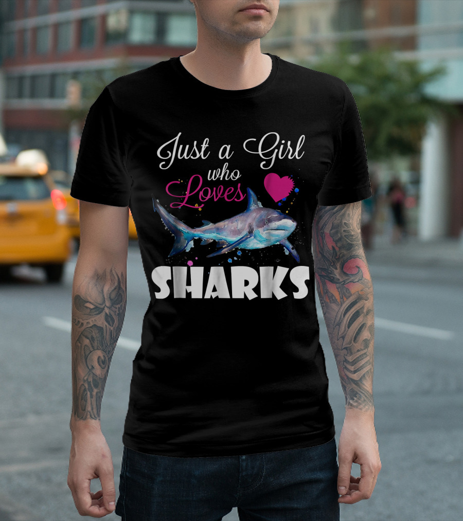 Just A Girl Who Loves Sharks Heart Icon With Shark Image T-Shirt