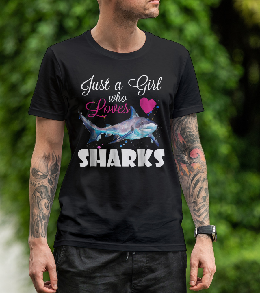 Just A Girl Who Loves Sharks Heart Icon With Shark Image T-Shirt