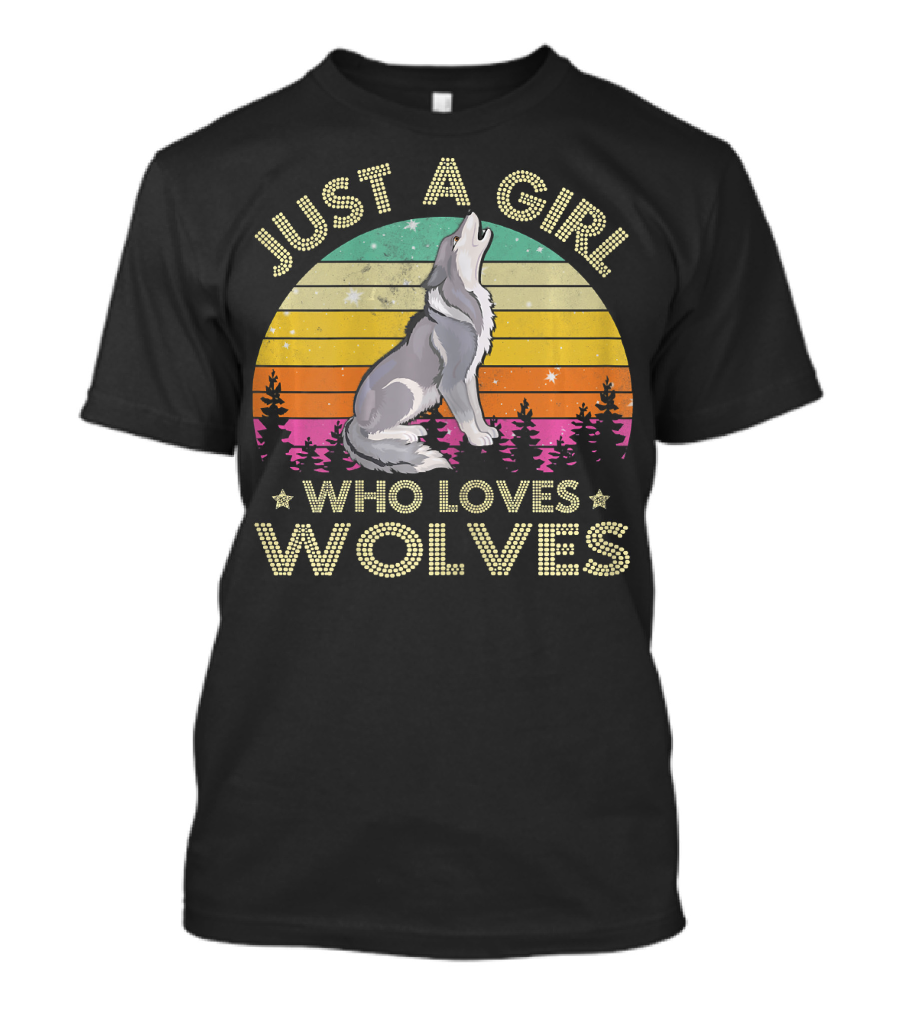 Just A Girl Who Loves Wolves Retro T-Shirt