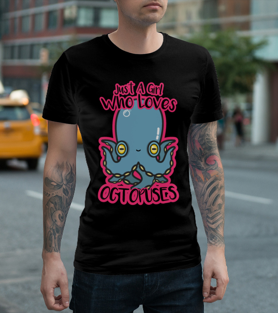 Just A Girl Who Loves Octopuses Cute Cartoon T-Shirt