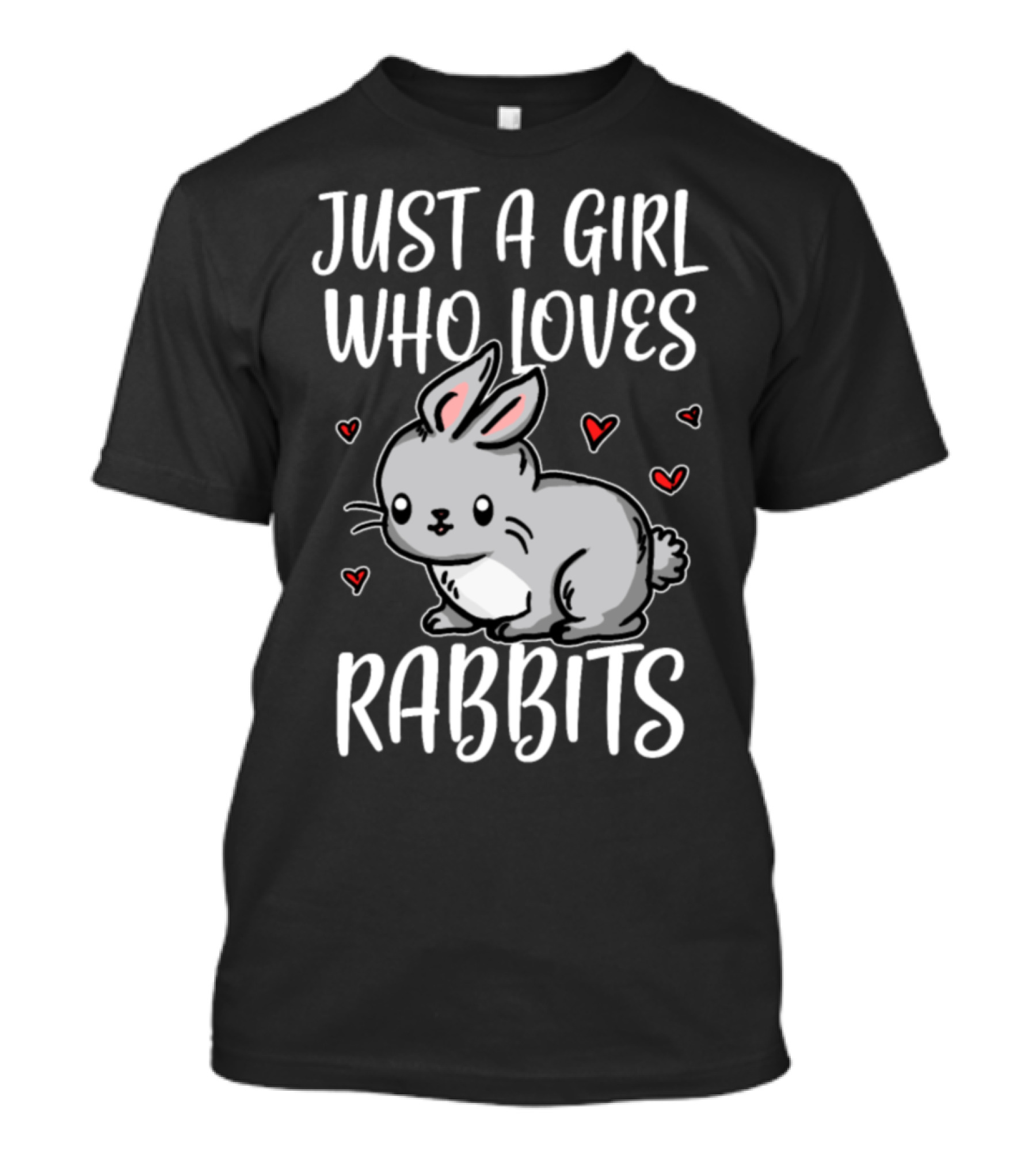 Just A Girl Who Loves Rabbits Bunny Rabbit With Cute Hearts T-Shirt