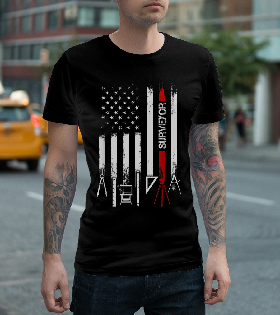 American Flag Surveyor Tools T-Shirt