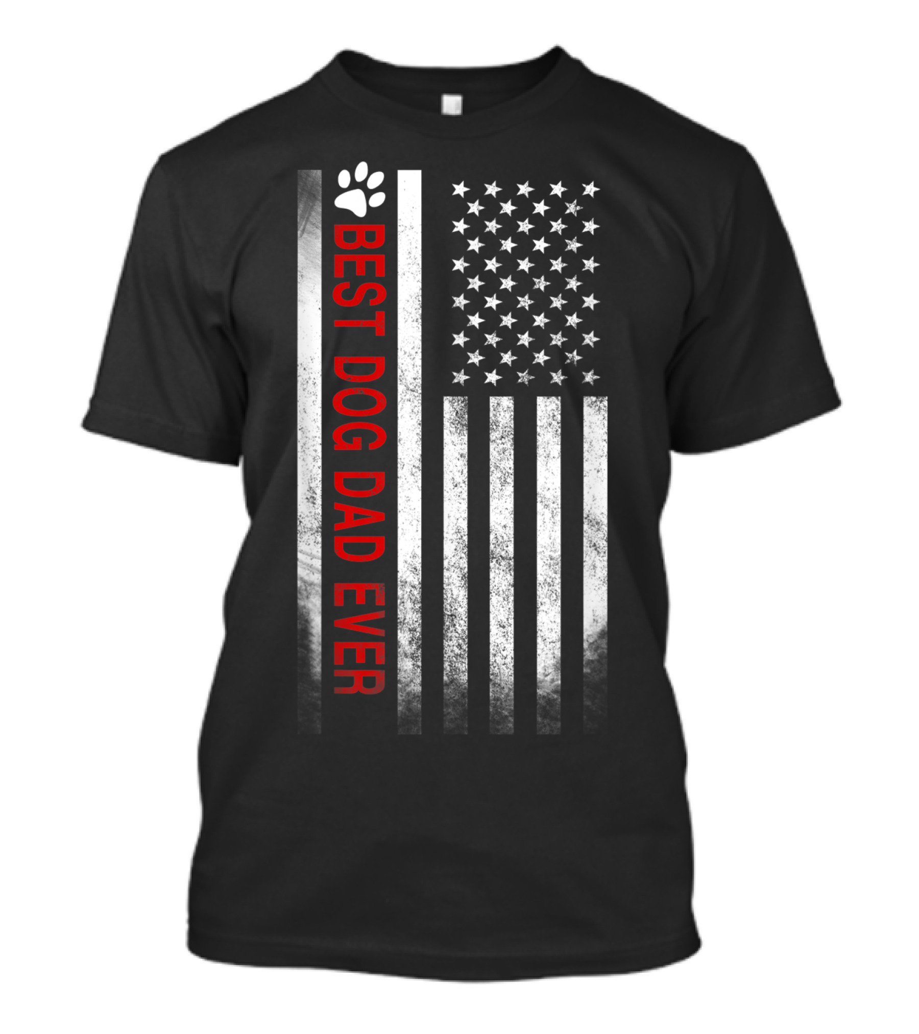 Best Dog Dad Ever American Flag Paw Print Patriotic T-Shirt