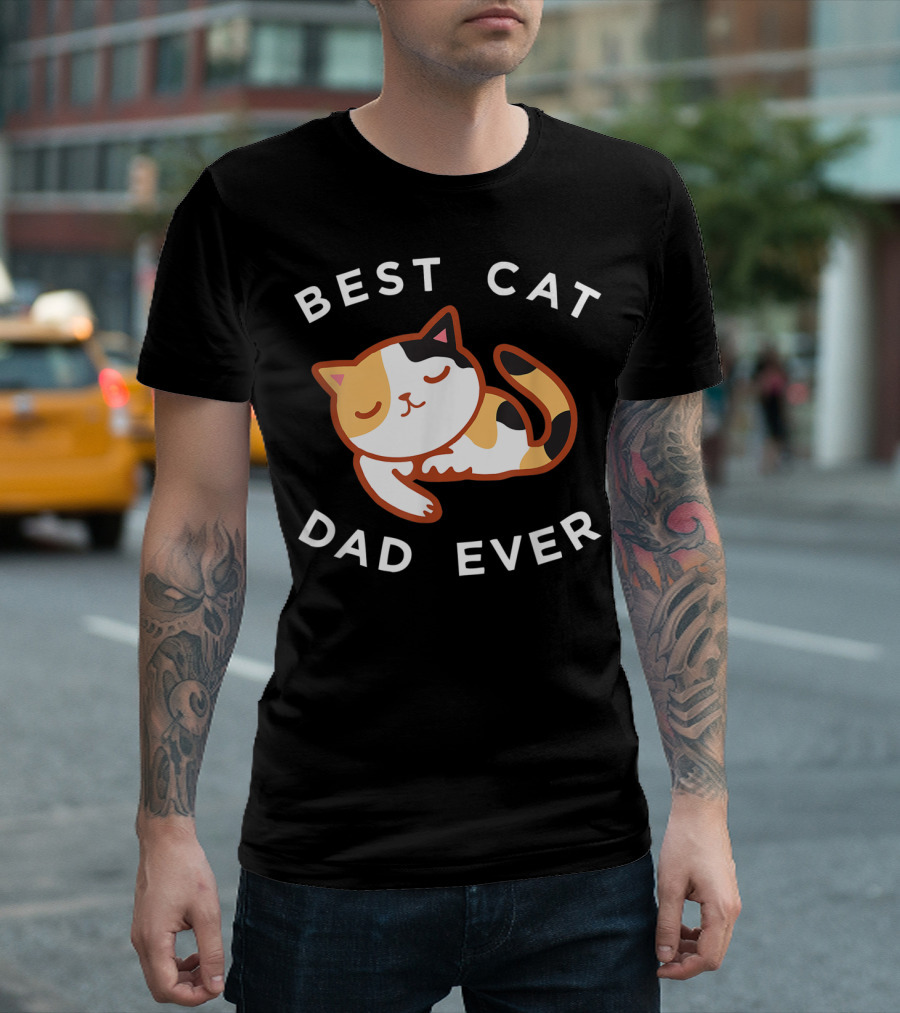 Best Cat Dad Ever Calico Kitty T-Shirt