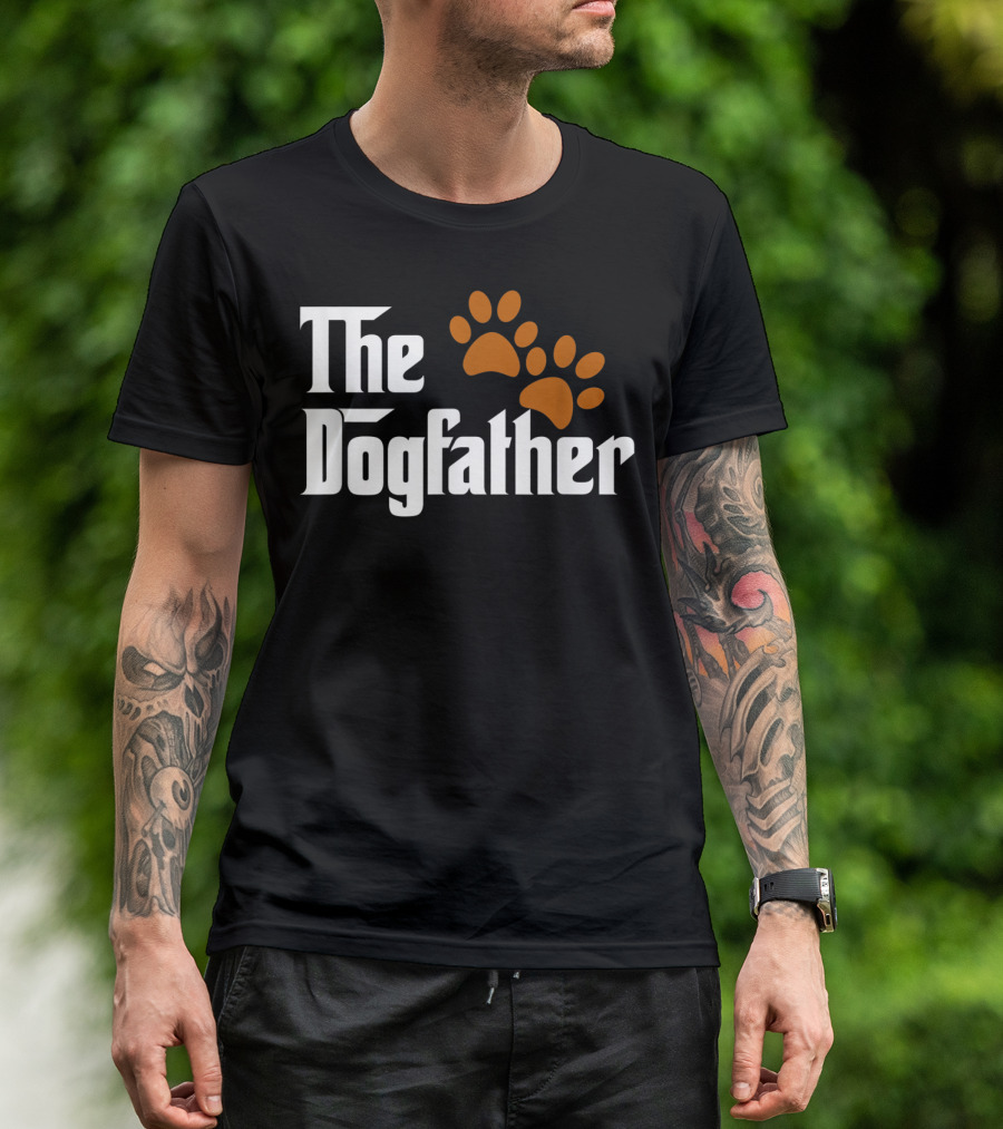 The Dogfather Cool Dog Dad Dog Father Paw Prints T-Shirt