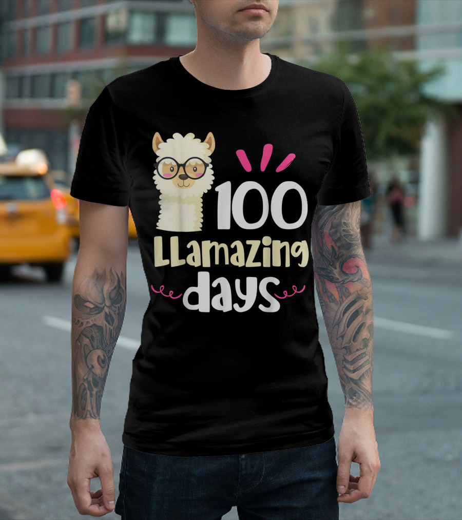 100 Llamazing Days Llama 100th Day Of School T-Shirt
