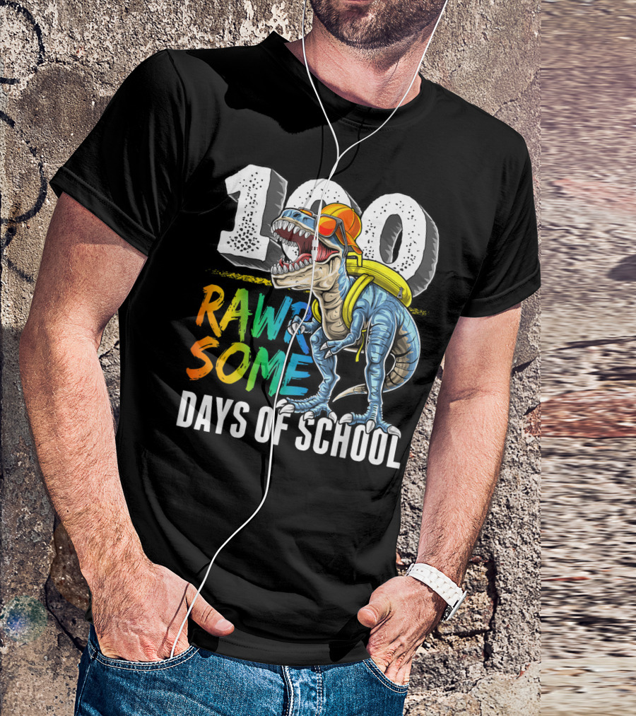 100 Rawrsome Days Of School Dinosaur With Back-to-School T-Shirt