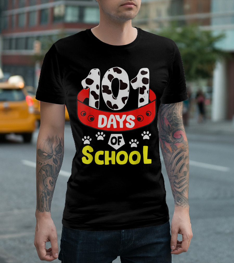 101 Days Dog Inspired 100 Days of School with Paw Prints T-Shirt