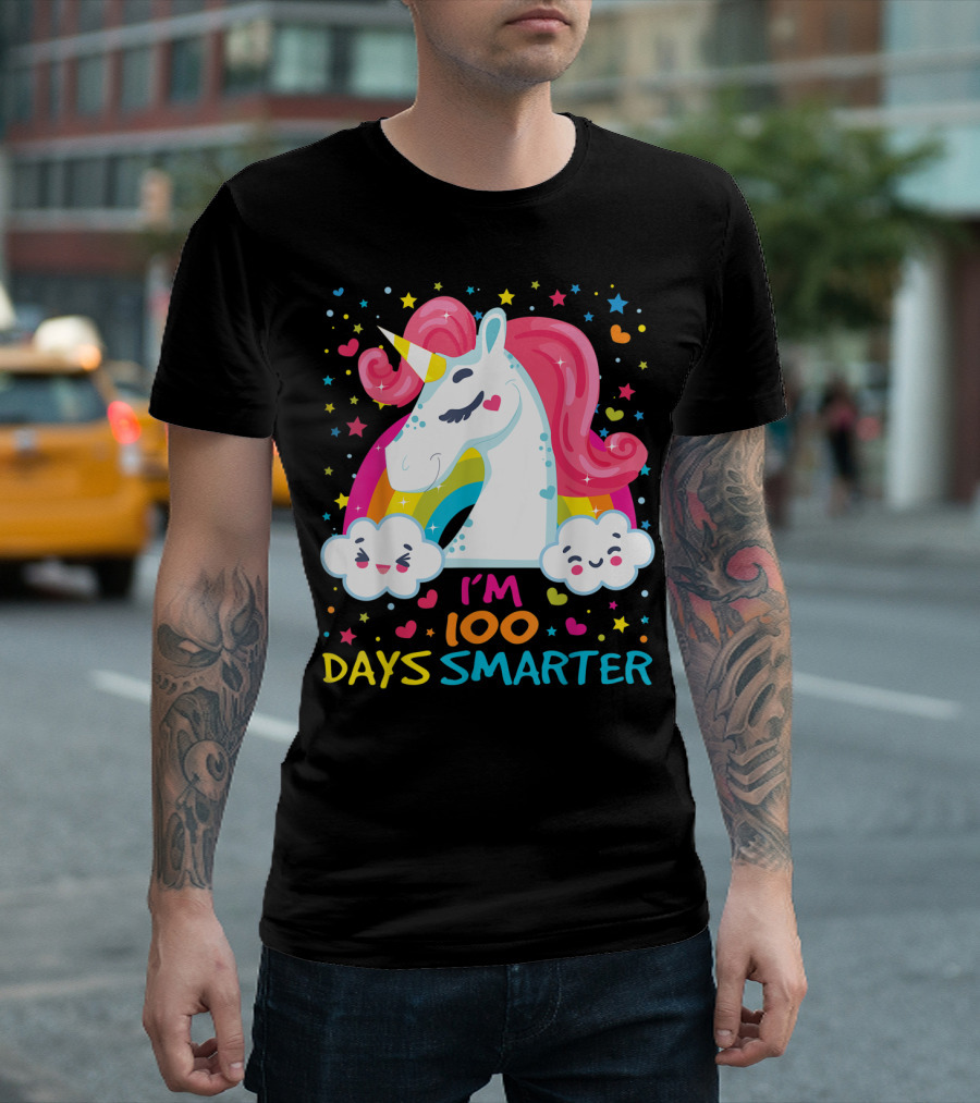 I'm 100 Days Smarter Adorable Unicorn 100th Day Of School T-Shirt