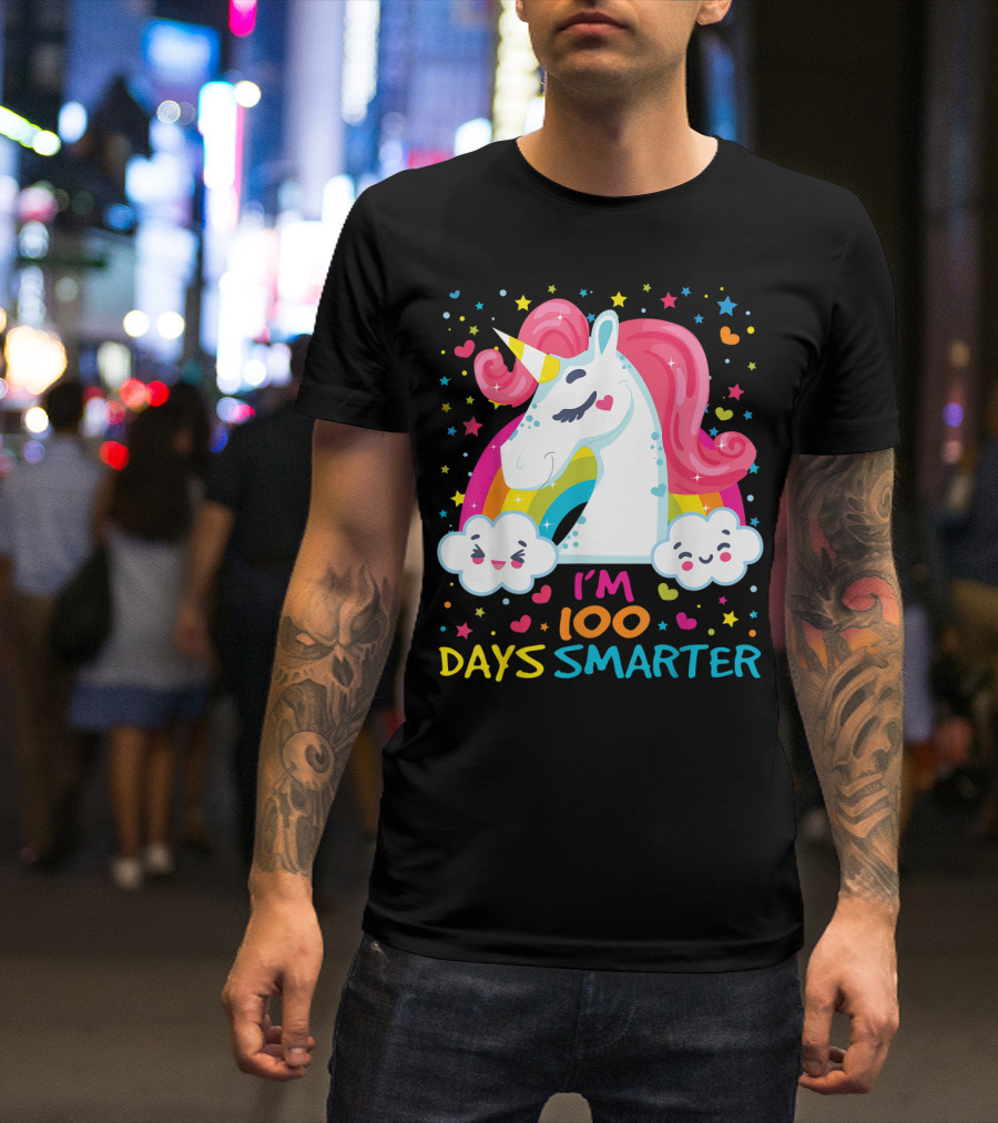 I'm 100 Days Smarter Adorable Unicorn 100th Day Of School T-Shirt