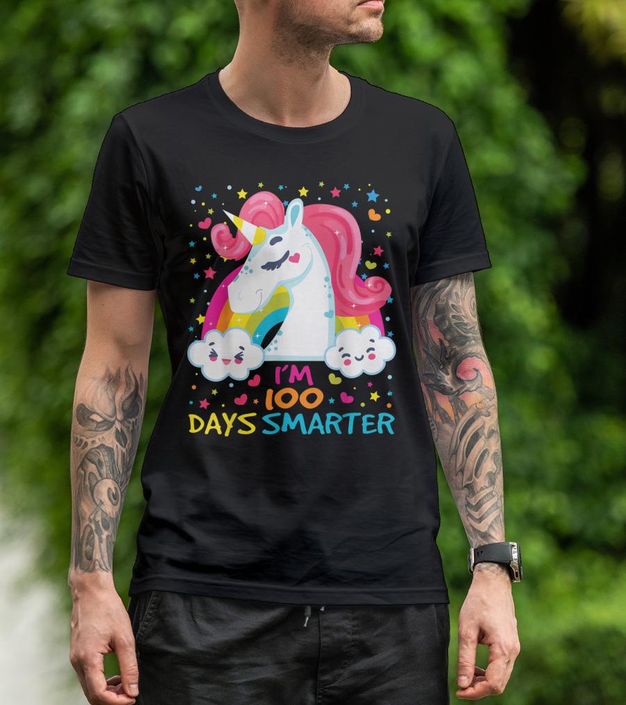 I'm 100 Days Smarter Adorable Unicorn 100th Day Of School T-Shirt