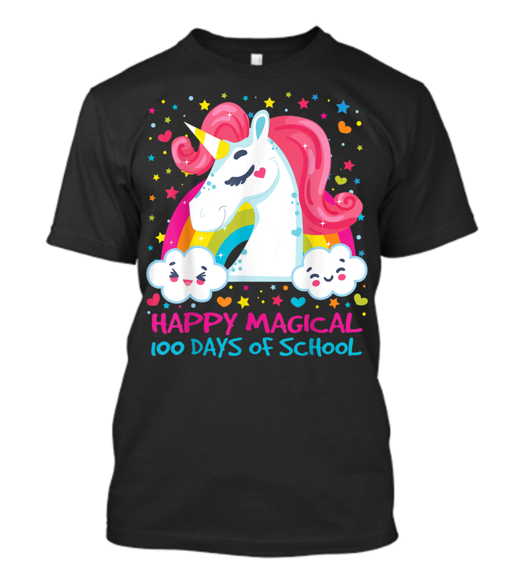 Bright And Colorful Unicorn Celebrating Happy Magical 100 Days Of School T-Shirt
