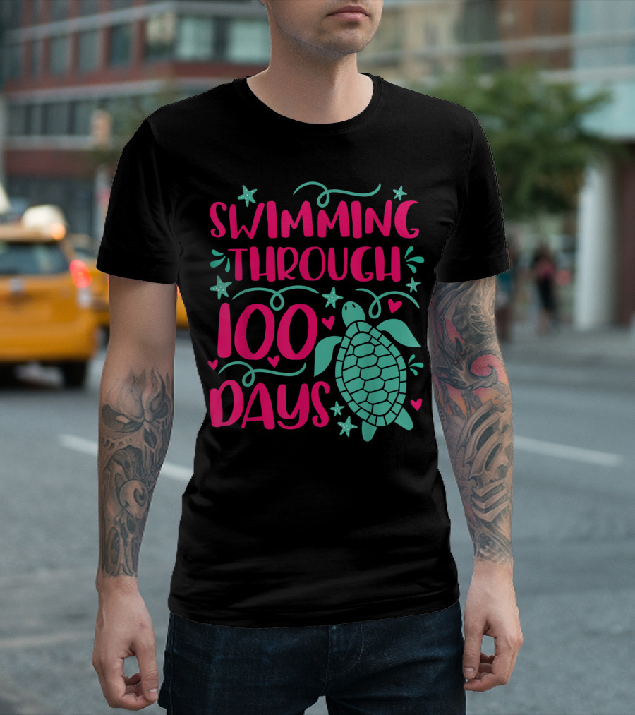 Swimming Through 100 Days Sea Turtle T-Shirt