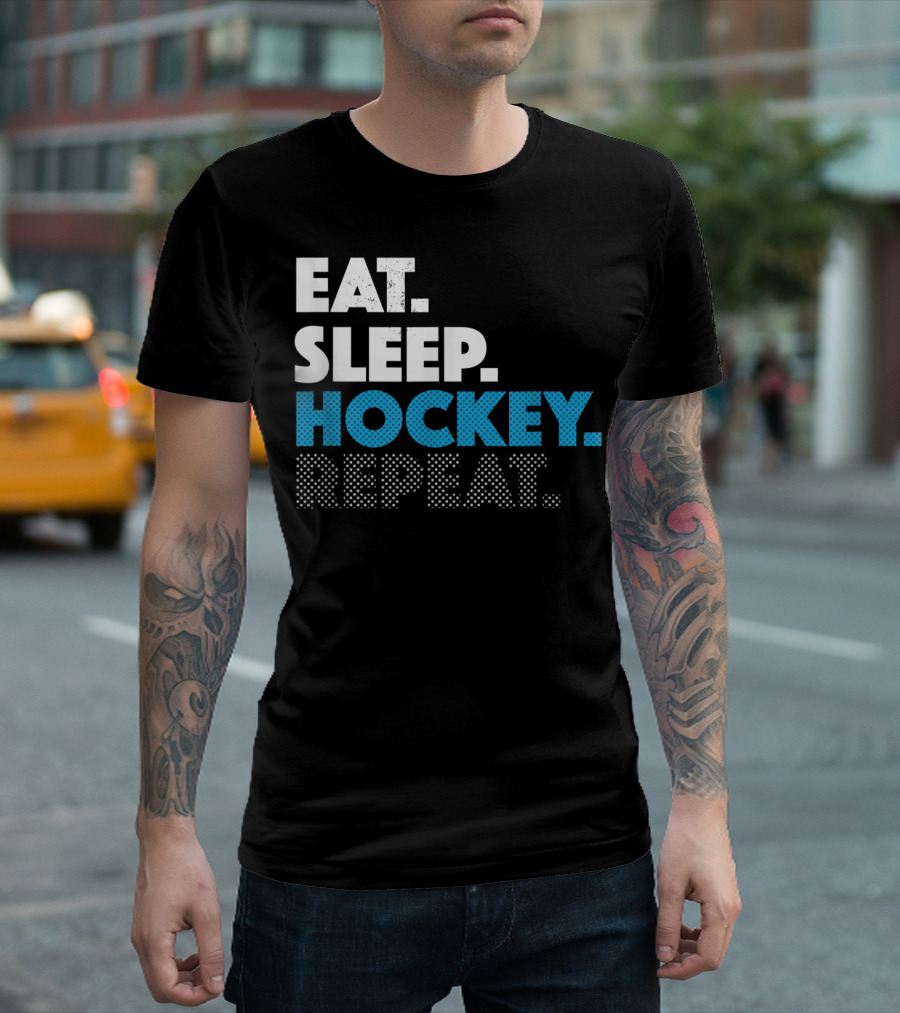 Eat Sleep Hockey Repeat Funny Sport Game T-Shirt