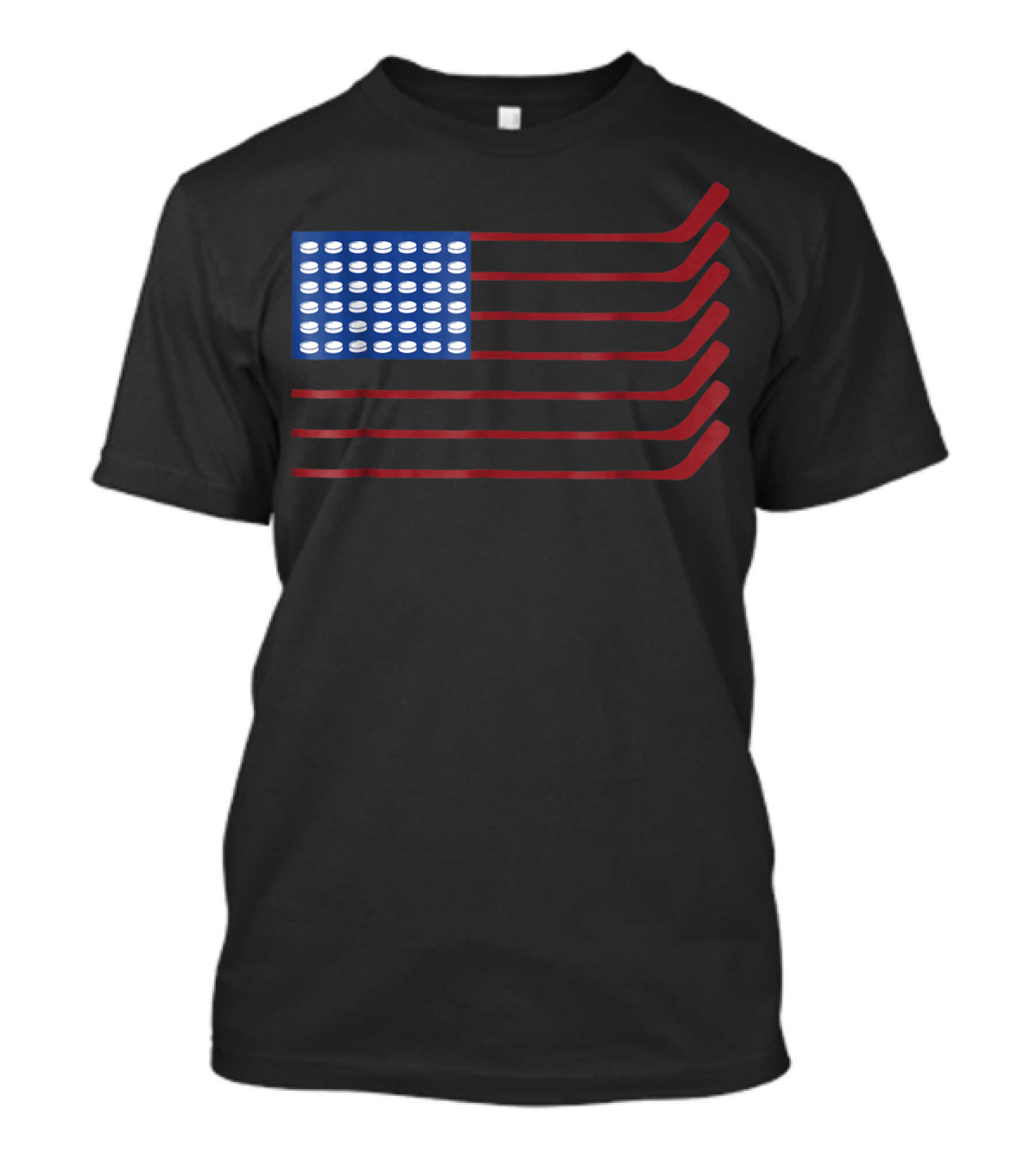 Usa American Flag Hockey Ice Skating Sticks And Pucks T-Shirt