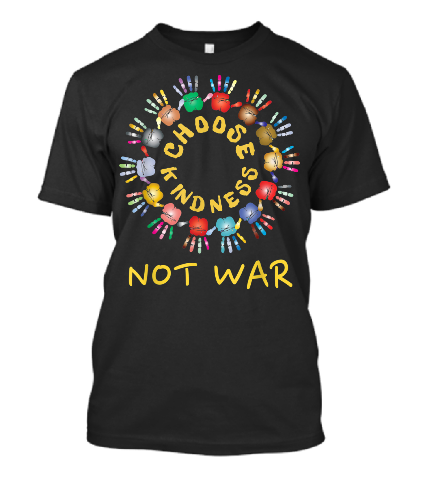 Choose Kindness Not War Multicolored Handprints T-Shirt