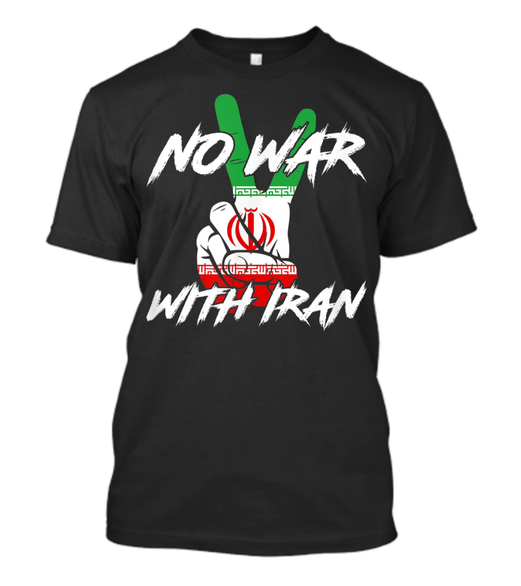 No War With Iran Peace Sign Hand Iranian Flag Colors T-Shirt