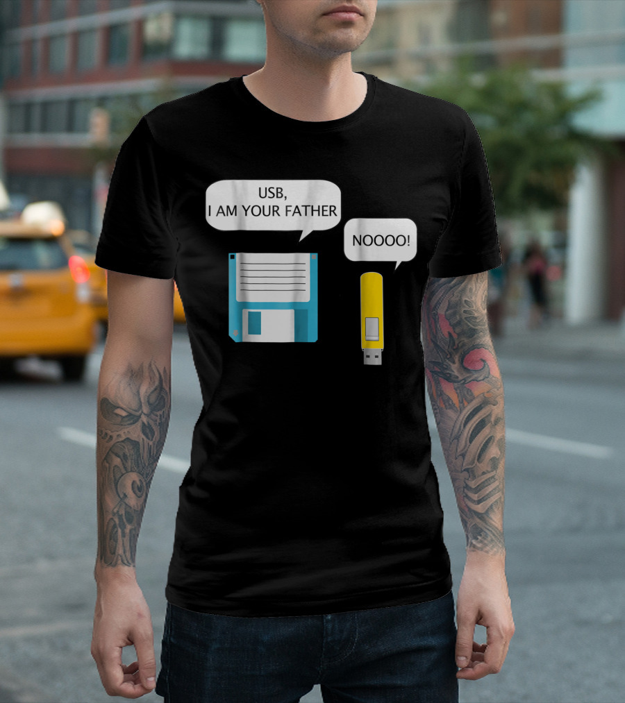 USB I Am Your Father Floppy Disk Funny Geek Computer Joke T-Shirt