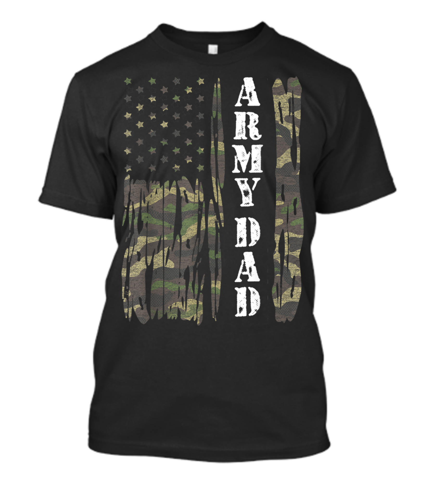 Mens Vintage US Flag Camouflage Army Dad Veteran Father T-Shirt