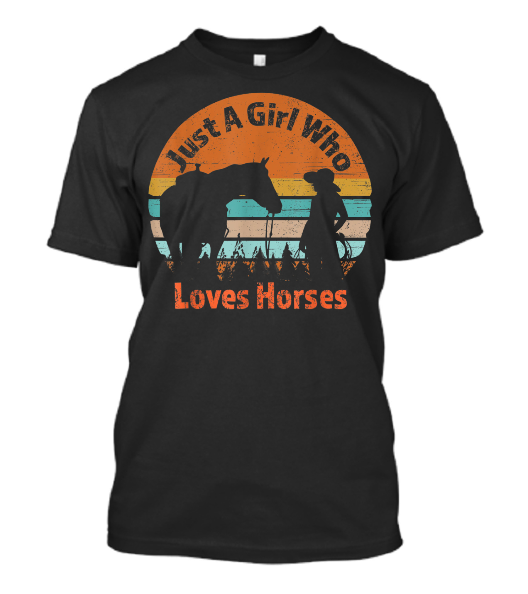 Just A Girl Who Loves Horses Vintage Sunset T-Shirt