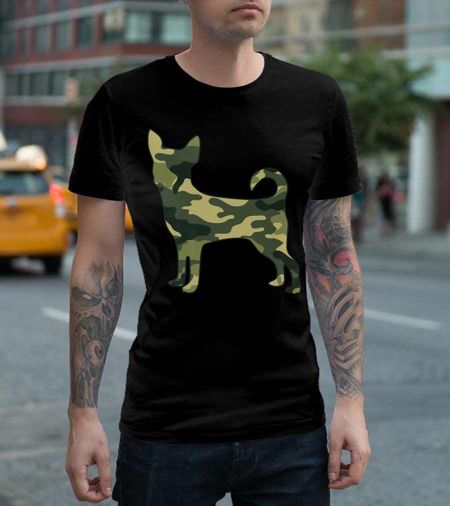 Military Chihuahua Camo Men Print Us Dog Pup T-Shirt