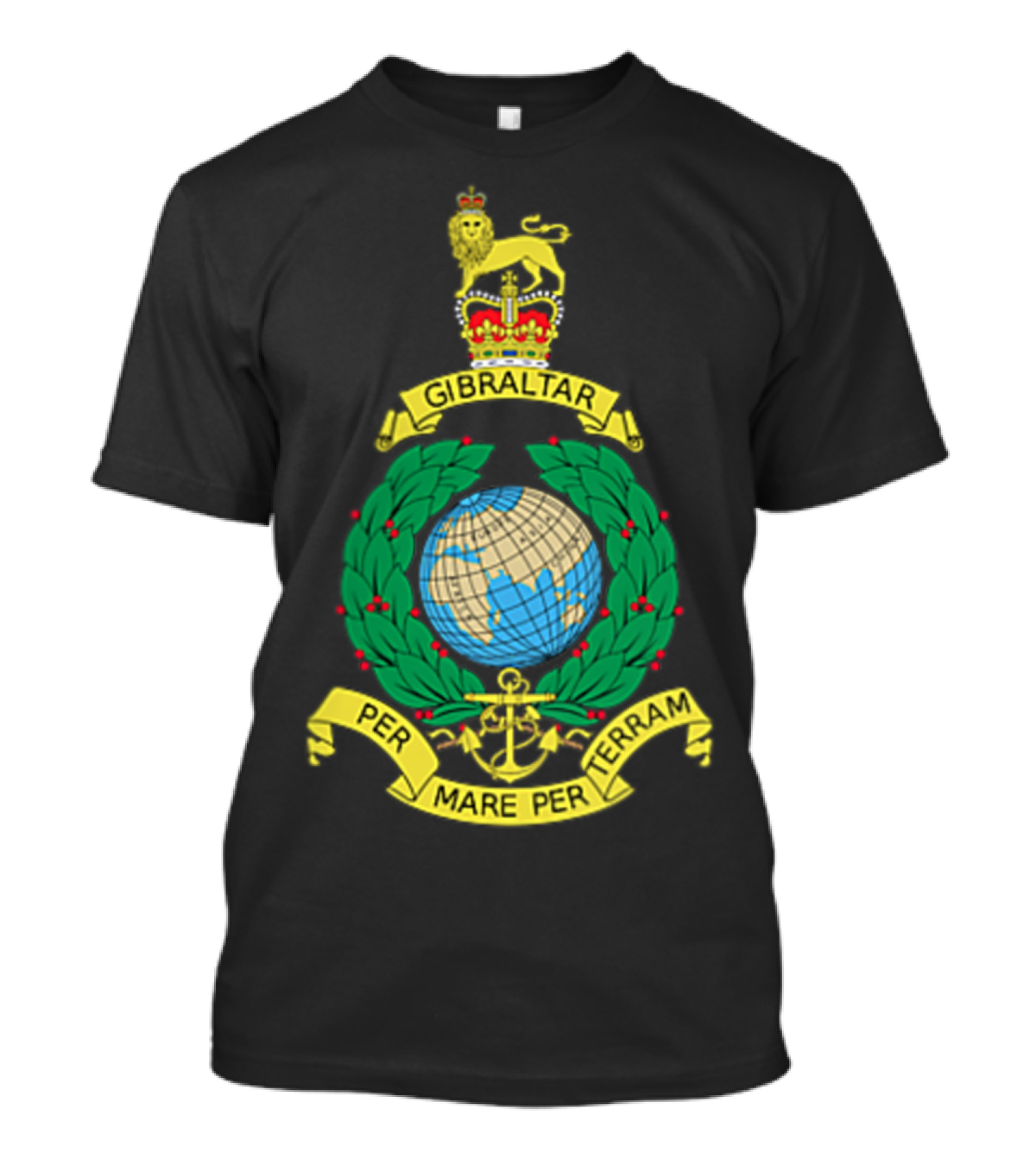 Royal Marines Corps UK Military Veteran Gibraltar Per Mare Per Terram T-Shirt