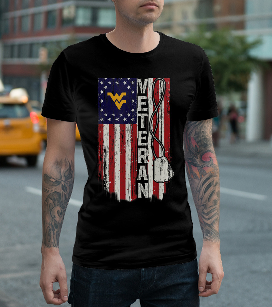West Virginia Mountaineers American Flag Veteran T-Shirt