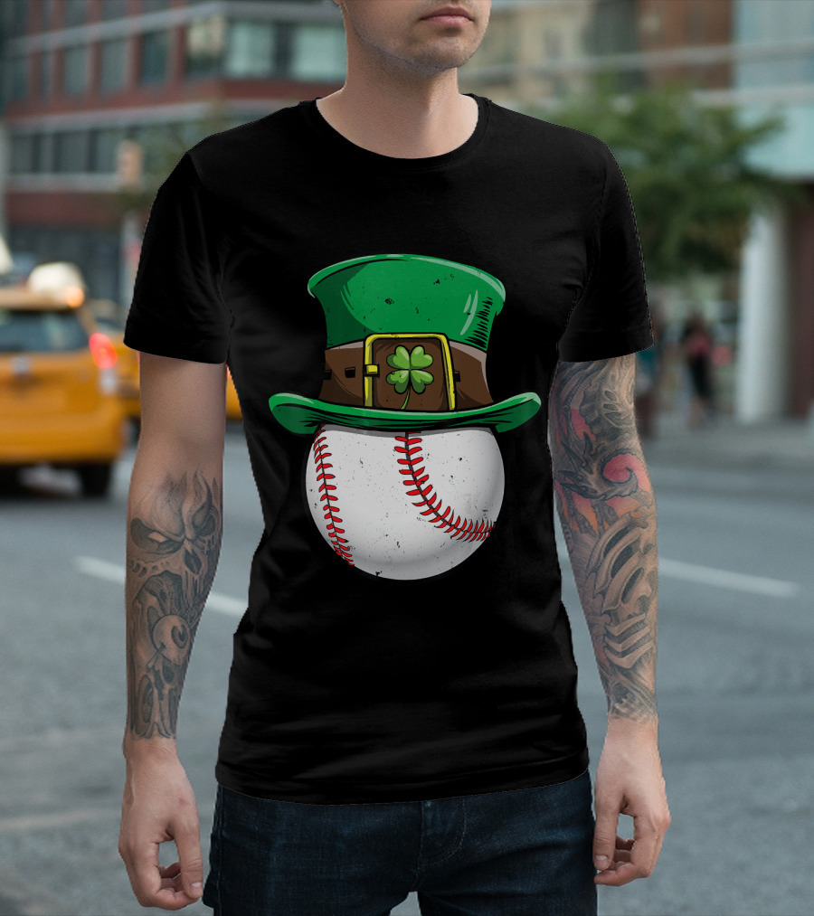 Baseball Leprechaun Hat Shamrock T-Shirt