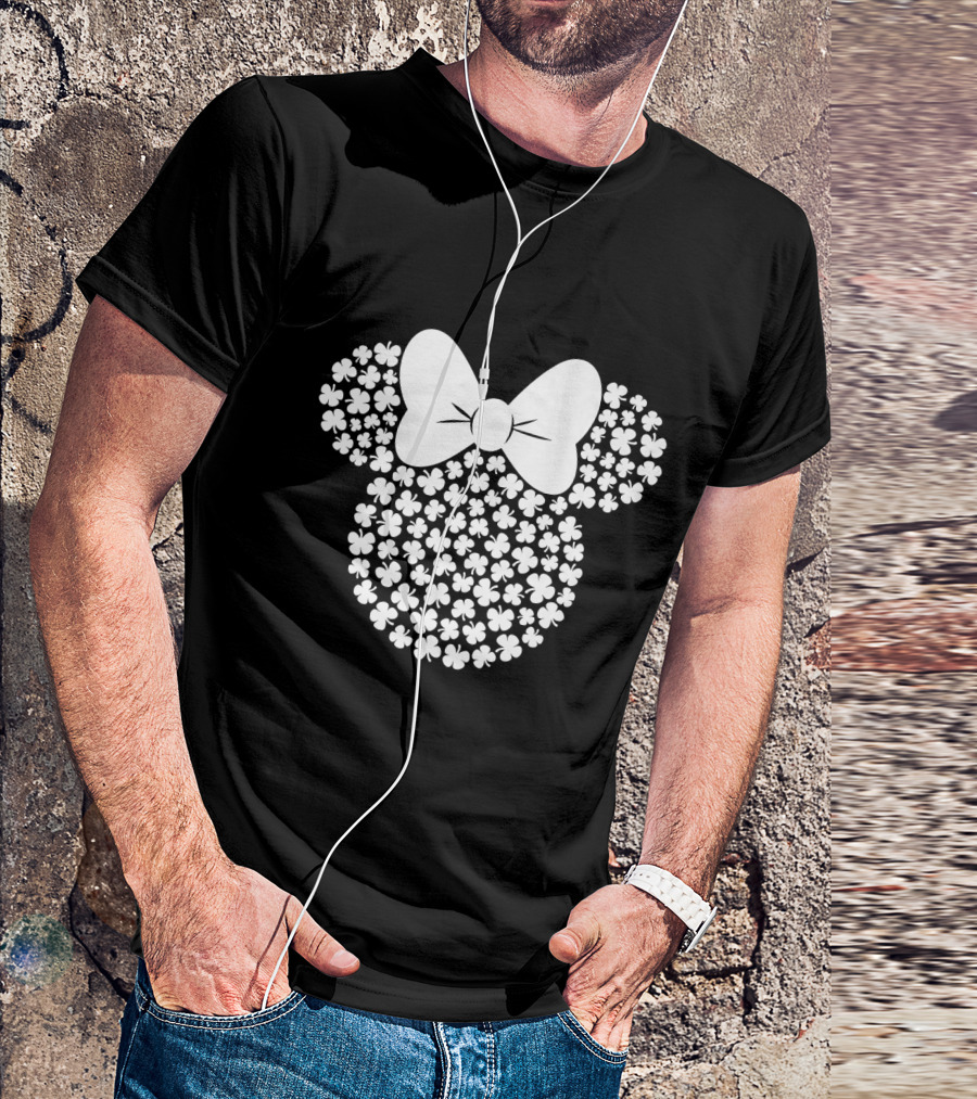 Disney Minnie Mouse Icon White Shamrocks Bow T-Shirt