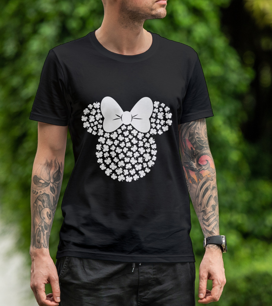 Disney Minnie Mouse Icon White Shamrocks Bow T-Shirt