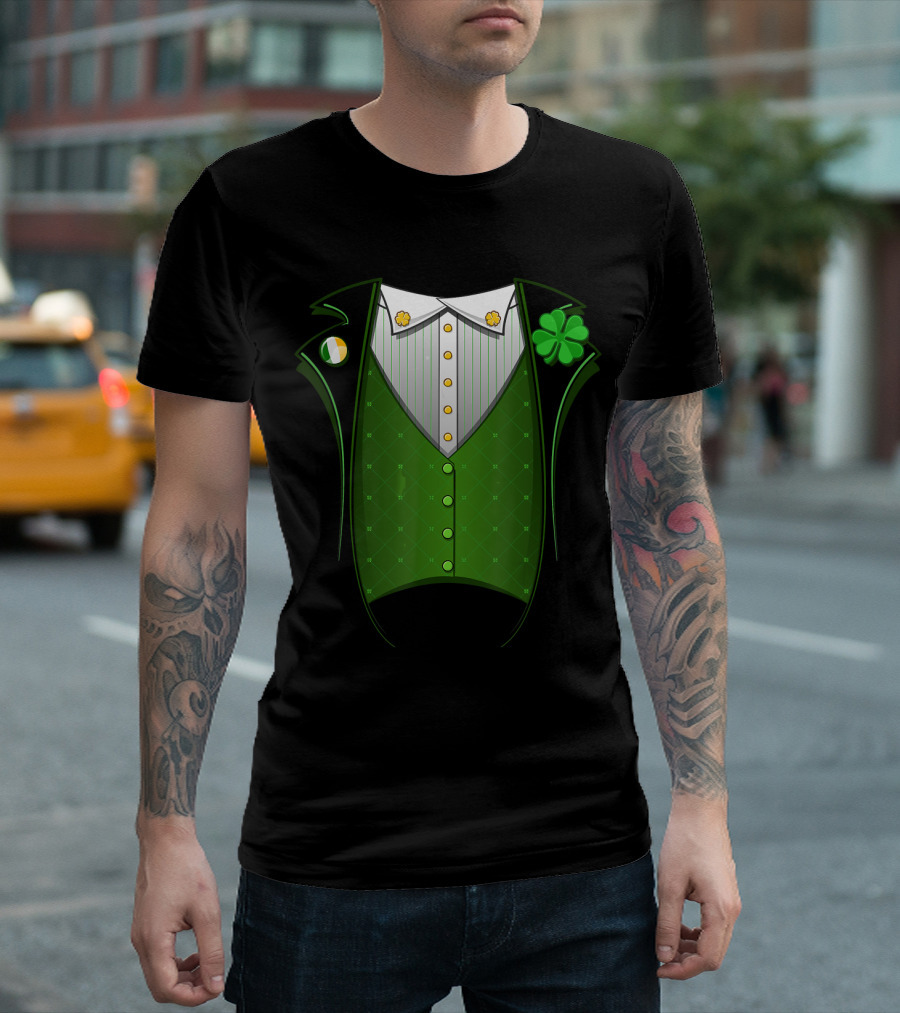 Lucky Shamrock Irish Leprechaun Tuxedo Costume T-Shirt